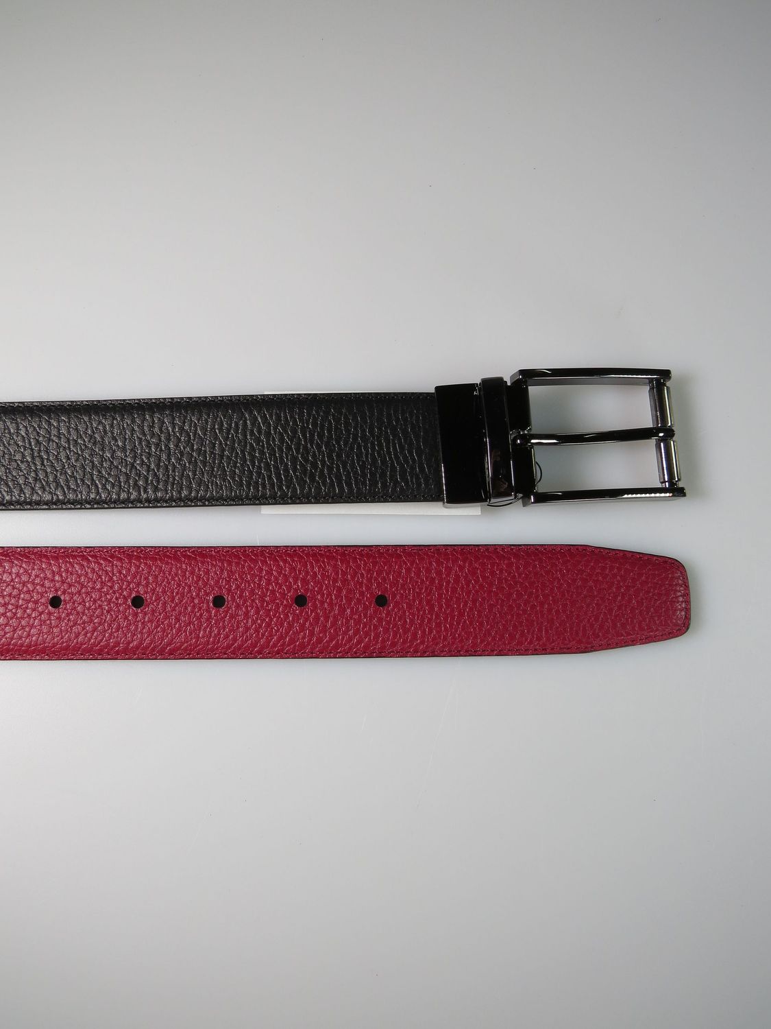 Wende-Ledergürtel schwarz geprägt/bordeaux geprägt schmal