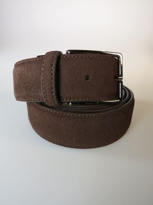 Ledergürtel dunkelbraun Velours schmal