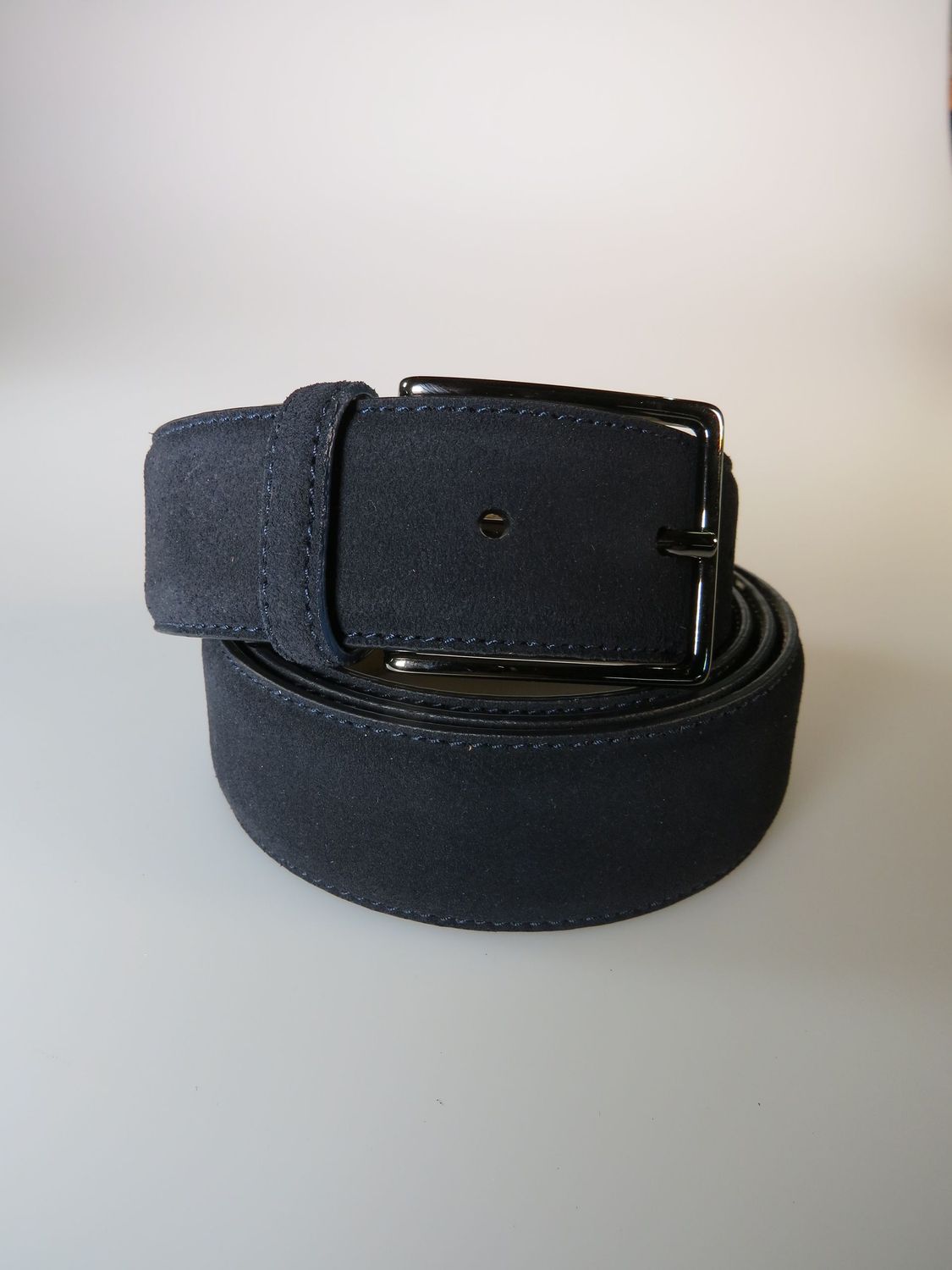 Ledergürtel blau Velours schmal