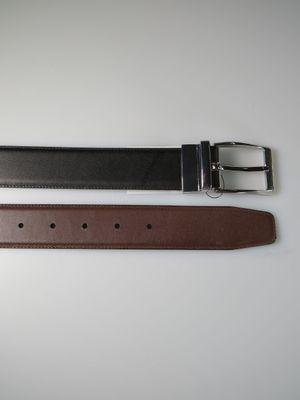 Wende-Ledergürtel schwarz/dunkelbraun schmal