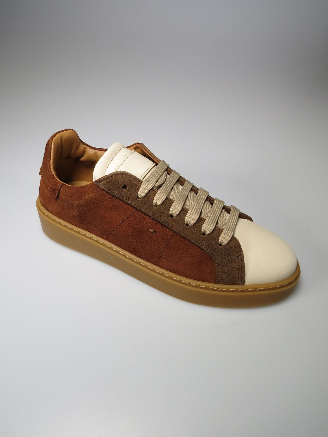 Sportschuhe elfenbein/braun/dunkelbraun Velours