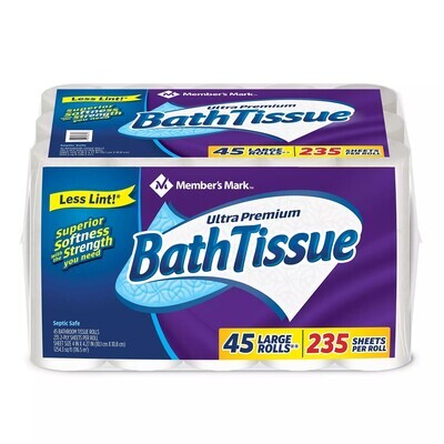 Member&#39;s Mark Ultra Premium Soft and Strong Bath Tissue, 2-Ply Large Roll Toilet Paper (235 sheets, 45 rolls)