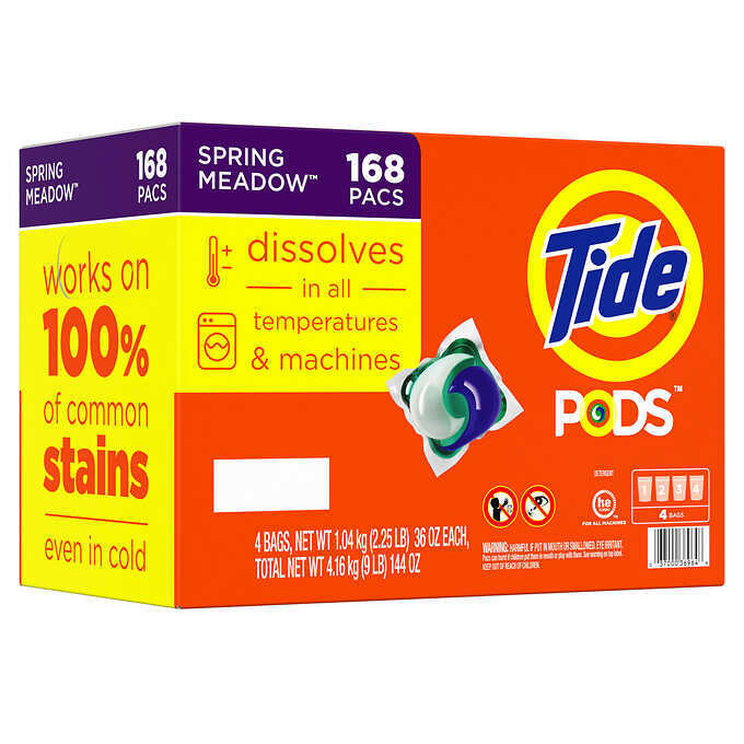 Tide Pods HE Laundry Detergent Pods, Spring Meadow, 42-count, 4-pack
