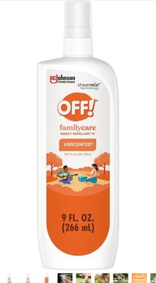OFF! Family Care Insect & Mosquito Repellent Spritz, Bug Spray Containing 7% DEET, Unscented Repellent with Aloe Vera Protects Against Mosquitoes, 9 Oz OFF! Family Care Insect & Mosquito Repellent Spritz, Bug Spray Containing 7% DEET, Unscented Repellent with Aloe Vera Protects Against Mosquitoes, 9 Oz