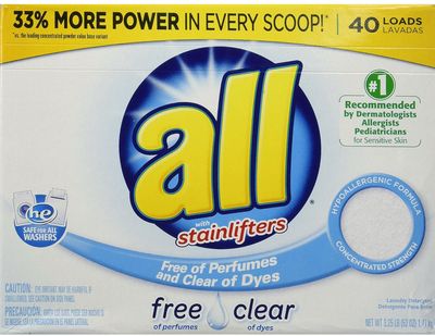 All Powder Laundry Detergent, Free Clear for Sensitive Skin, 52 Ounces, 40 Loads
