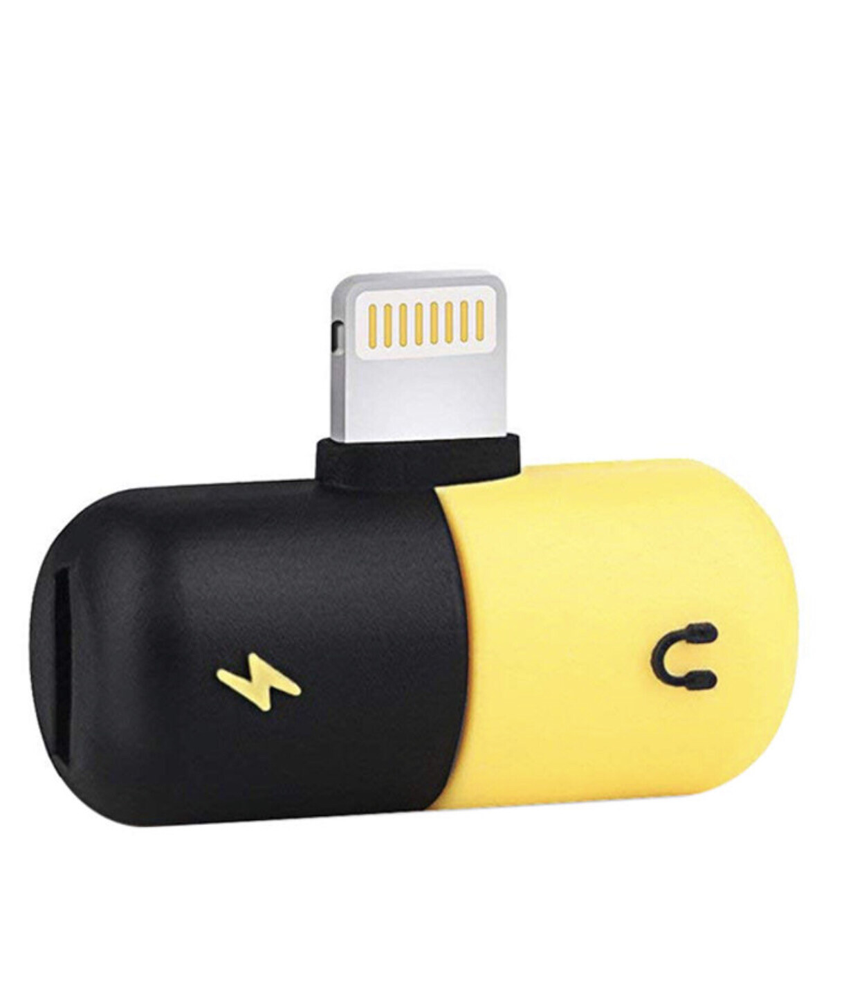 2-In-1 Mini Dual Lightning Splitter Adapter Yellow/Black