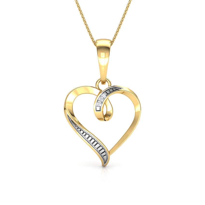 Womens Diamond Heart Pendant Necklace 