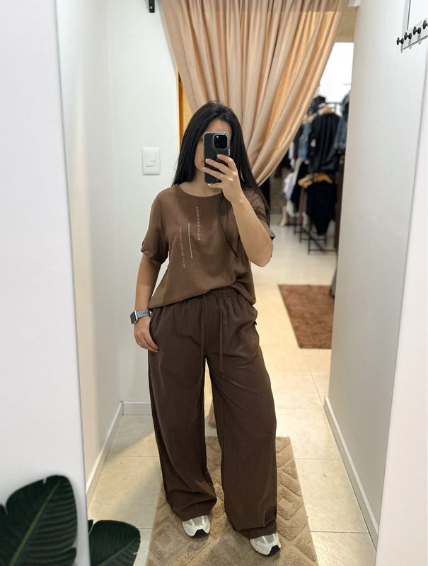 PANTALON LINO CHOCOLATE