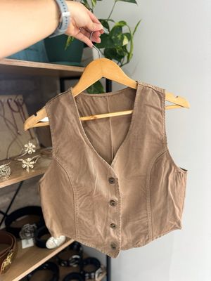 CHALECO JEAN BEIGE