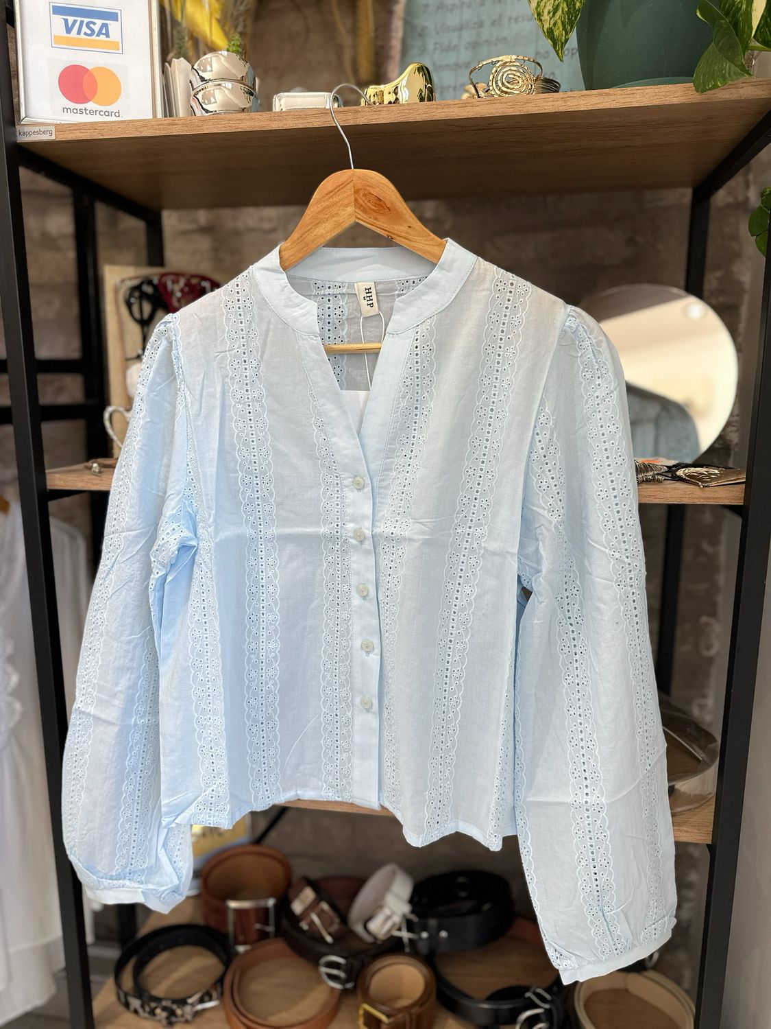 CAMISA BRODERIE CELESTE