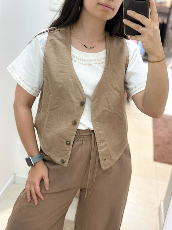 CHALECO JEAN BEIGE