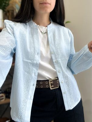 CAMISA BRODERIE CELESTE