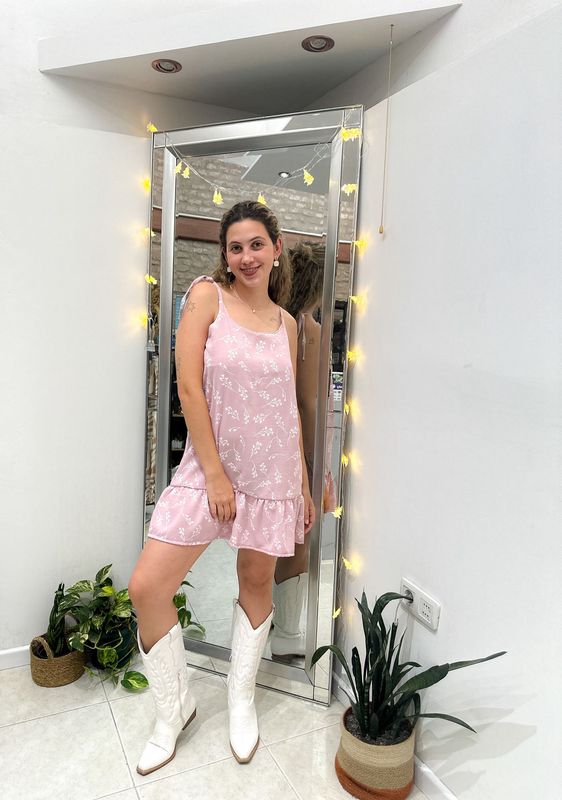 VESTIDO BORDADO ROSA