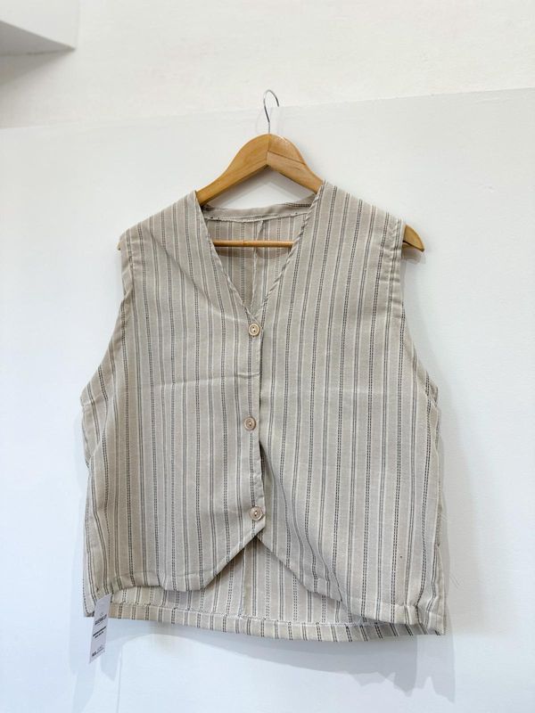 CHALECO LINO BEIGE