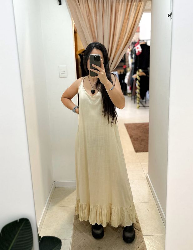 VESTIDO LINO CREMA
