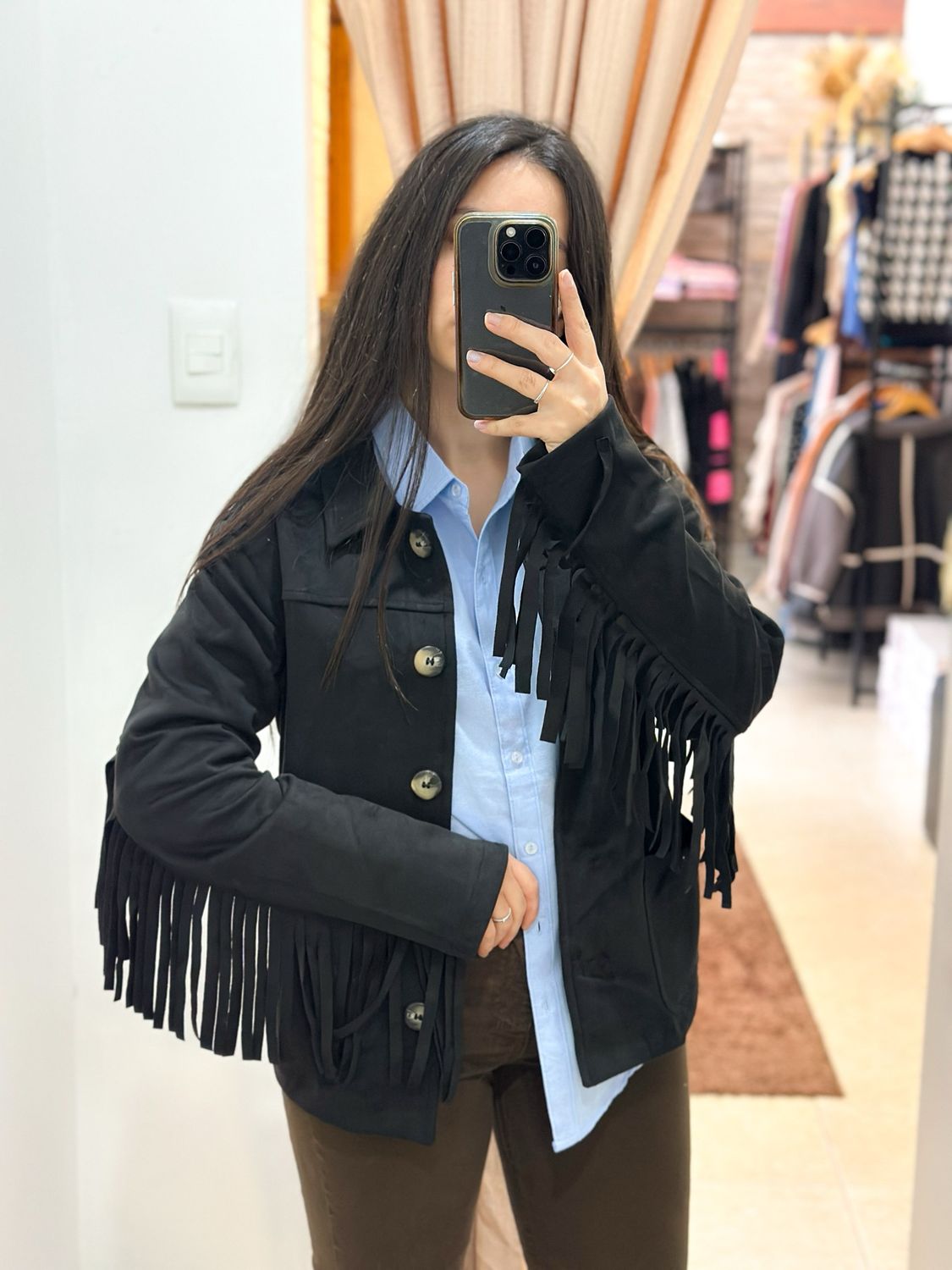 CHAQUETA FLECOS GAMUZA
