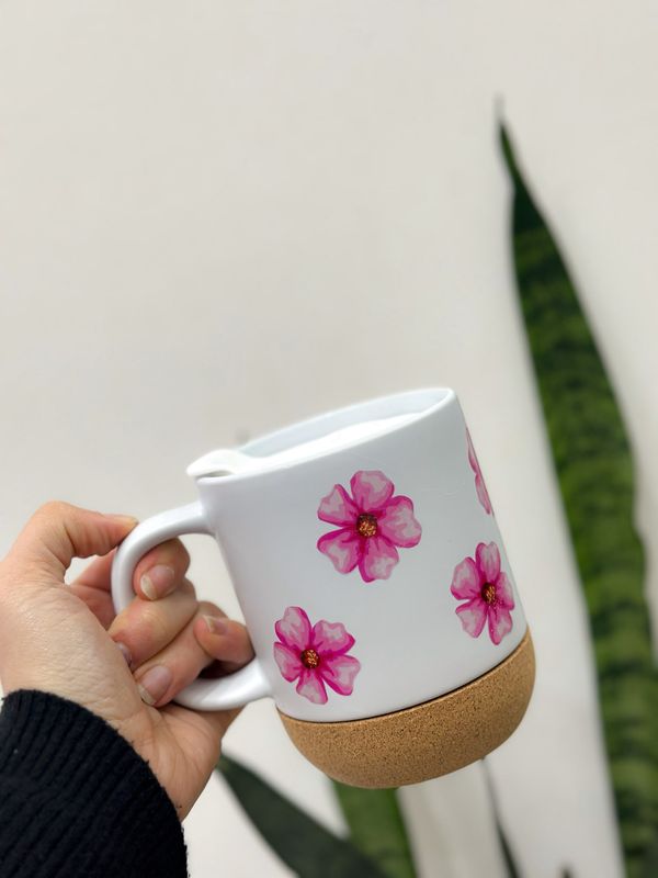 TAZA FLORES FUCSIA
