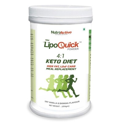 NutroActive LipoQuick Keto Diet Meal Replacement Low Carb Shake 454 gm
