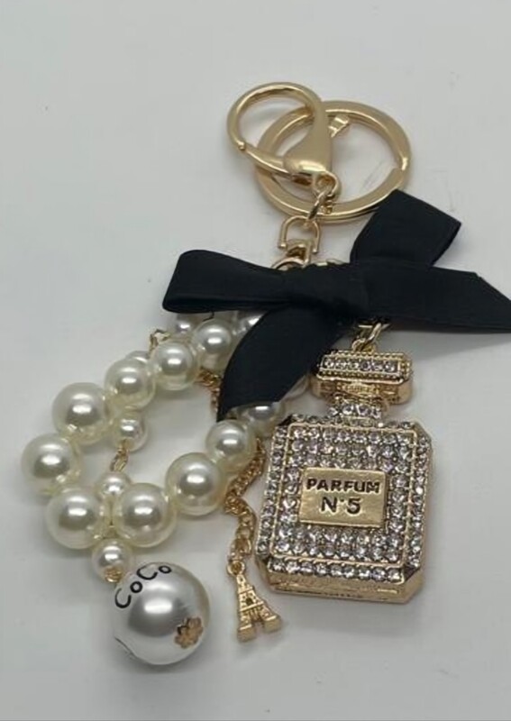 Keyring / Bag Clip Clear Crystal Black
