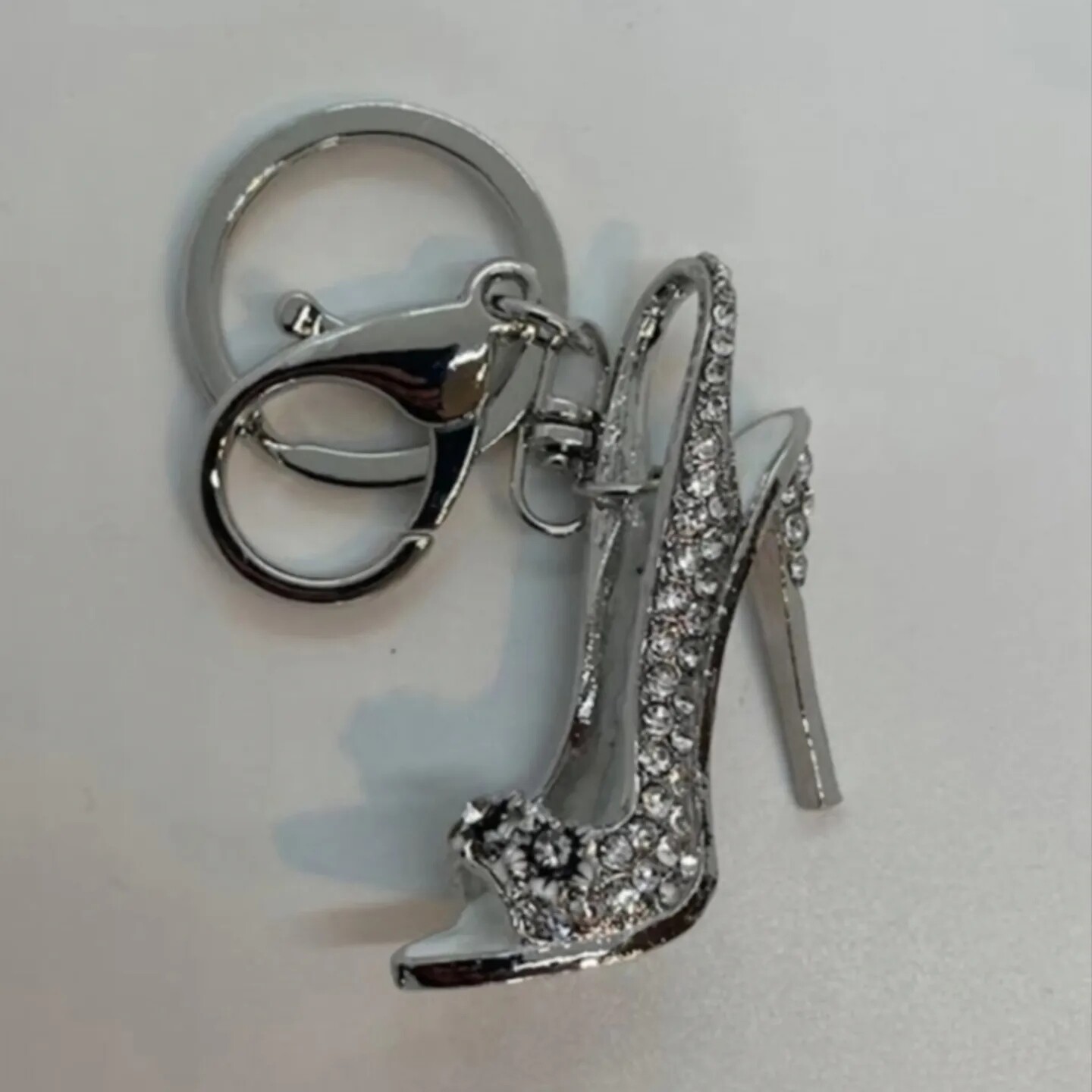 Clear Crystal Shoe Keyring/Bag Clip
