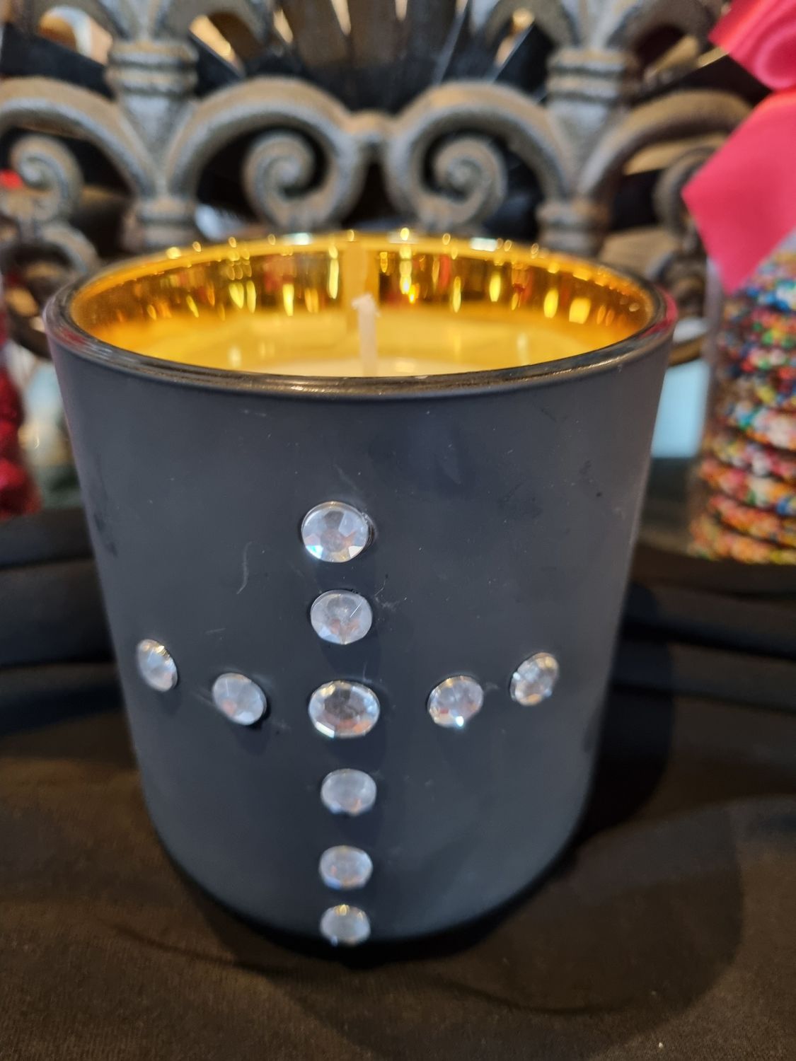 Candles.  Organic Soy Wax.   Black &amp; Gold