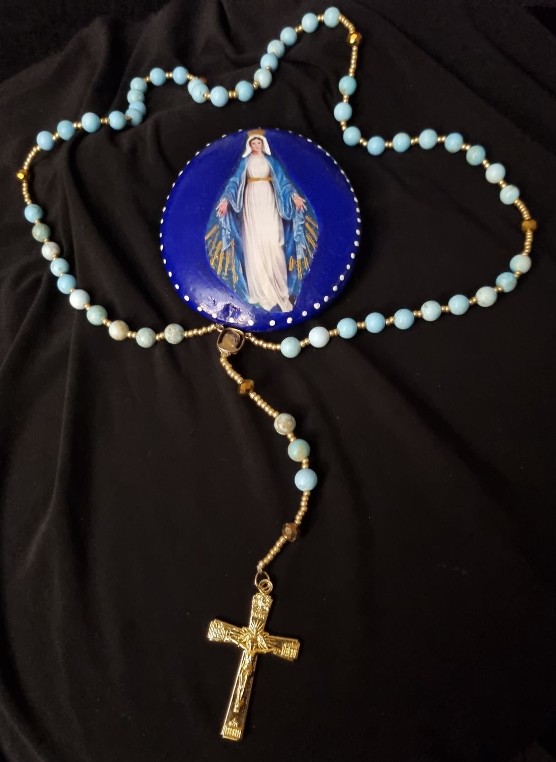 Turquoise and Gold Handmade Rosary