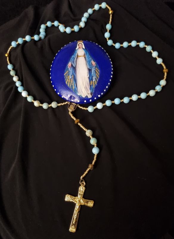 Turquoise and Gold Handmade Rosary