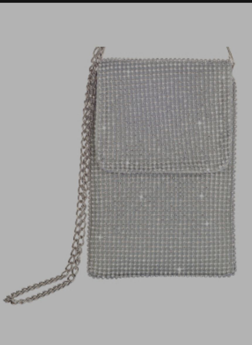 Bling Mesh Shoulder Bag Silver