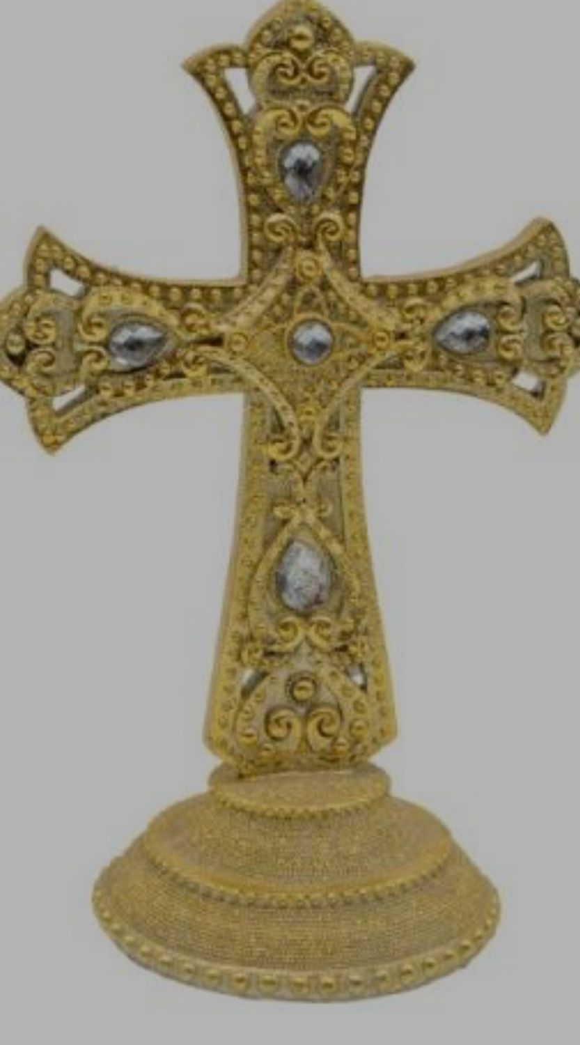 Jewelled Standing  Gold Cross 25cm