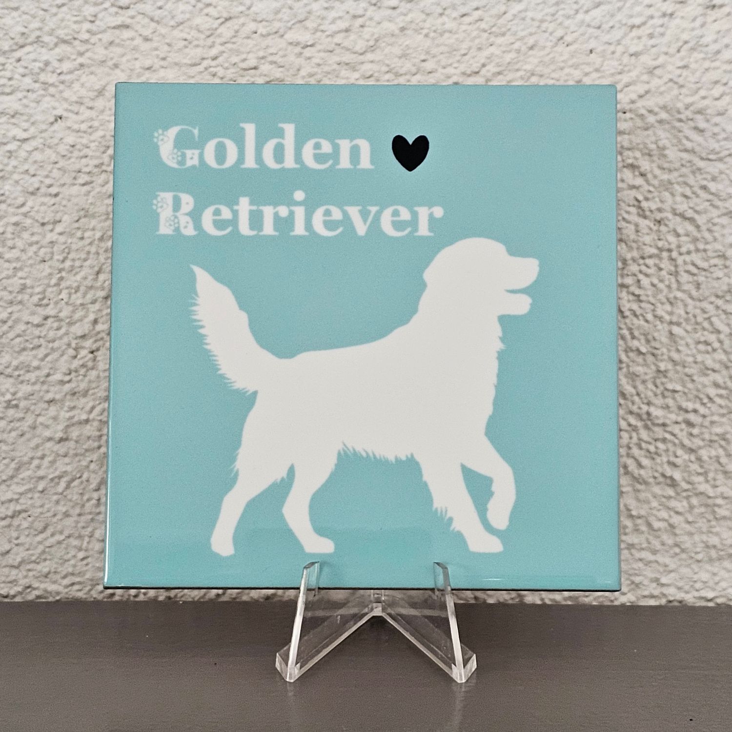 tegeltje Golden Retriever - licht blauw
