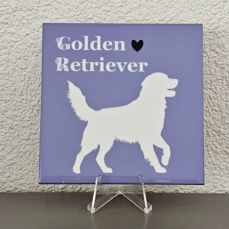 tegeltje Golden Retriever - lila