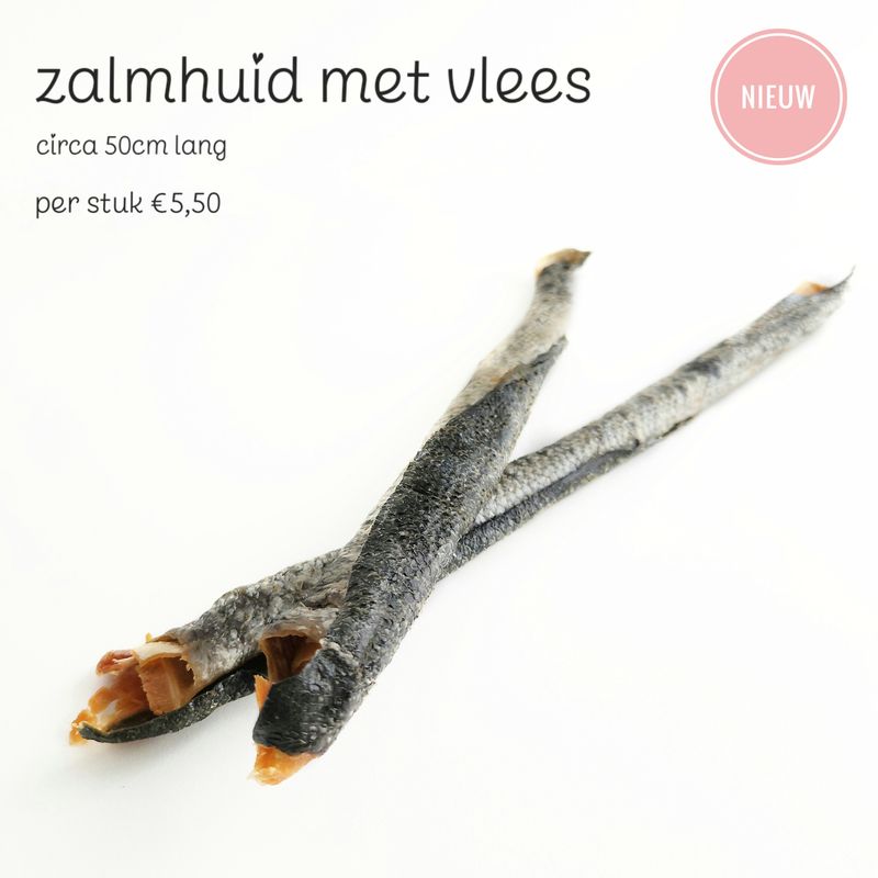 Zalmhuid met vlees