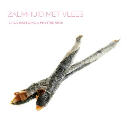 Zalmhuid met vlees