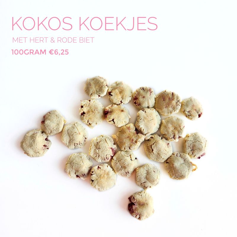 Kokos koekjes met hert & rode biet