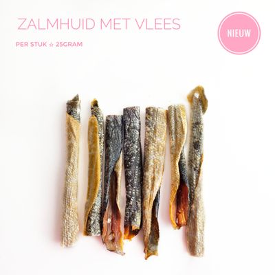 Zalmhuid met vlees 25gram Zalmhuid met vlees 25gram