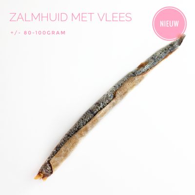 Zalmhuid met vlees 80-100 gram Zalmhuid met vlees 80-100 gram