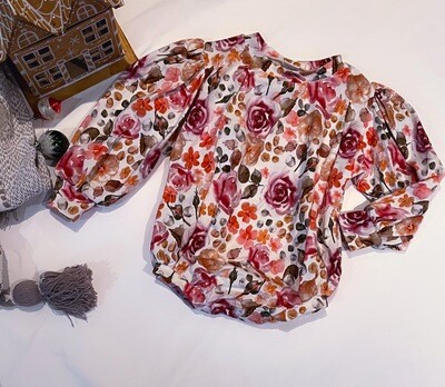Fall Floral Puff Sleeve Romper