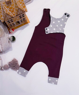 Grape Hipster Romper with Grey Star Accents