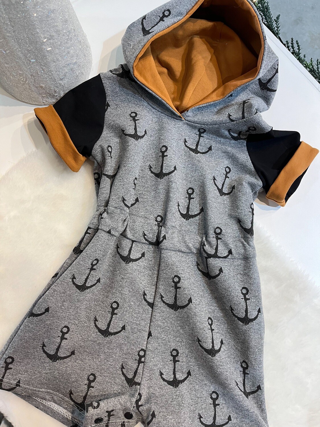 Dark Grey and Black Anchors with Camel Accents - Joelle jumper