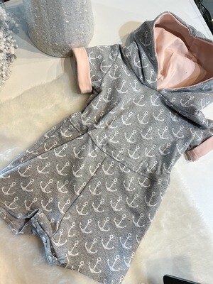 Grey and White Anchors with Pink Accents - Joelle jumper
