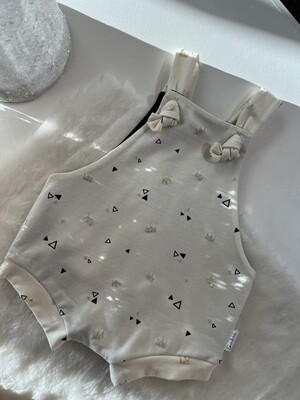 Dino Tracks with Taupe Accents - Shorty Overalls