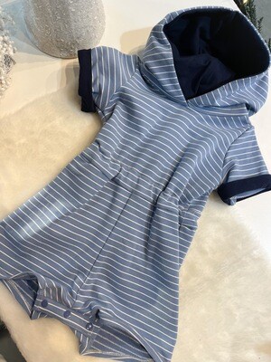 Baby Blue and White Stripes with Navy Accents - Joelle jumper