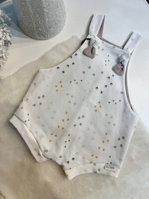 Dino Tracks with Light Grey Accents - Shorty Overalls
