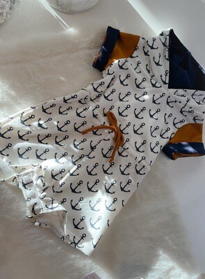 White and Navy Anchors with Camel and Navy Accents - Joelle jumper