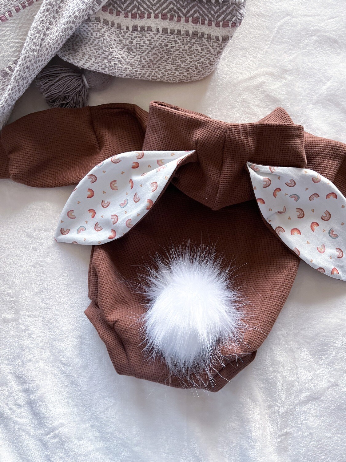 Light Brown Waffle Bunny Romper