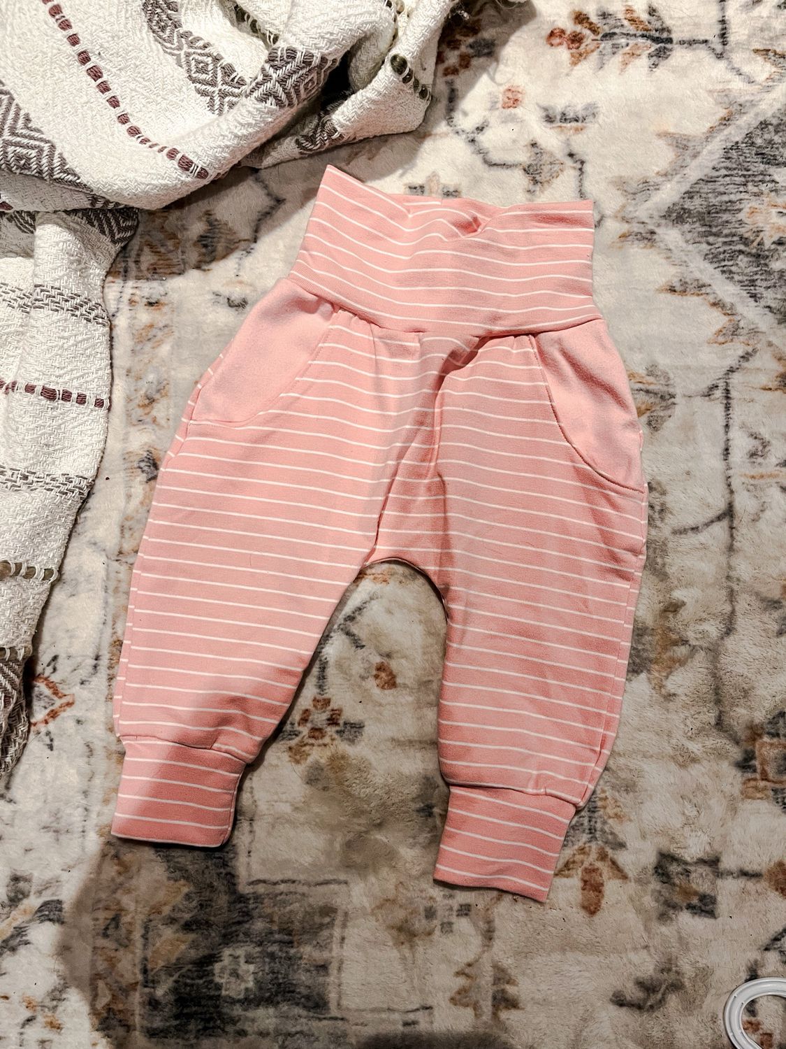 Light Pink Striped Relaxed Sweatpant