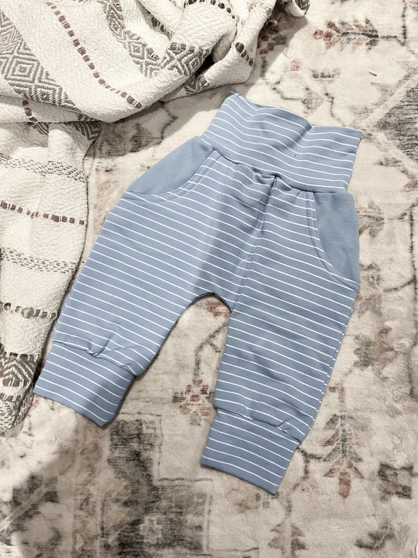 Light Blue Striped Relaxed Sweatpant