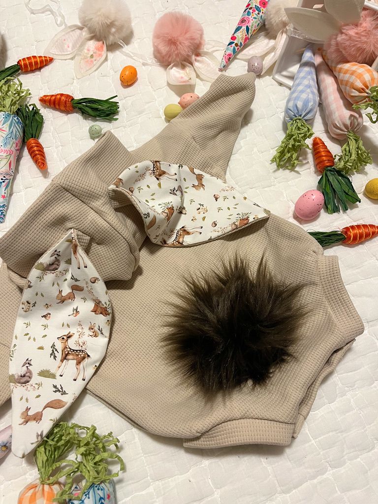 Cream Bunny Romper - Woodland friends Inner Ear