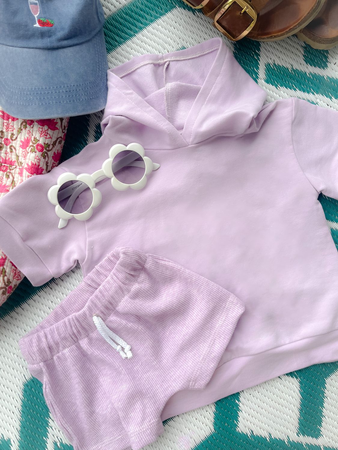 Coastal Breeze Summer Shorts - Lilac Waffle