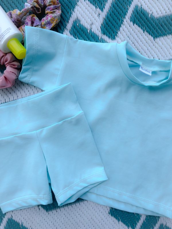 Coastal Breeze Oversized Tee - Aqua Solid